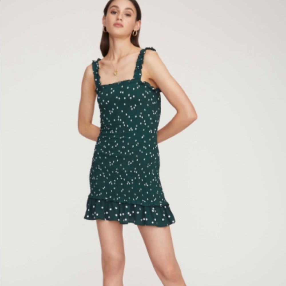Faithfull the Brand green & white polka dot mini dress XS